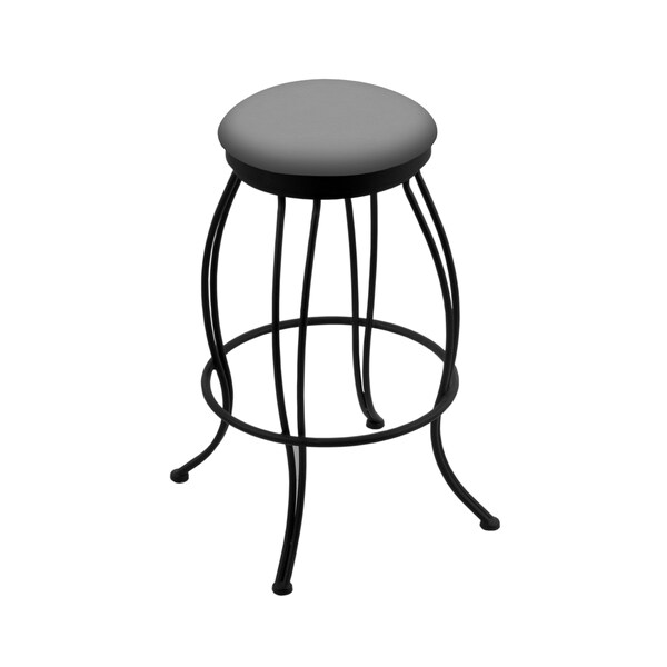 30" Swivel Bar Stool, Black Wrinkle, Canter Grey Seat